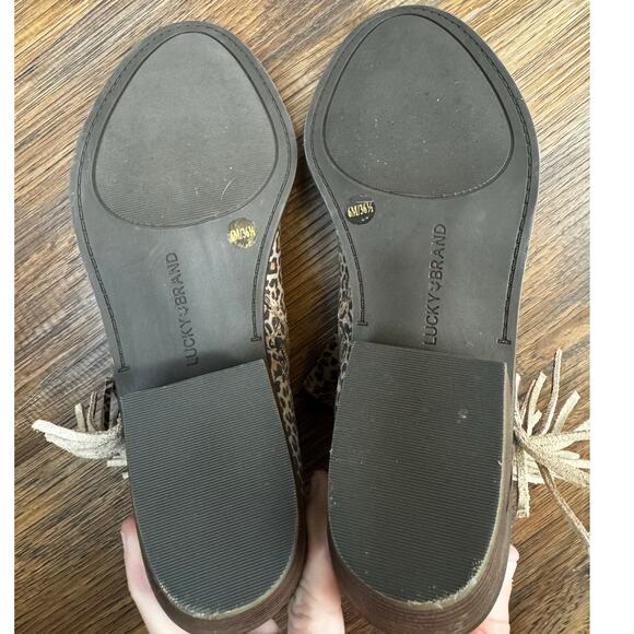 Lucky Brand LK Felisie leopard fringe bootie boots Brown Shoe Zip Up  size 6 - Picture 4 of 13